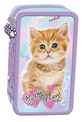 Katze Kitty Cat 3-Fach Federmappe Federtasche Pastel XXL TLG.