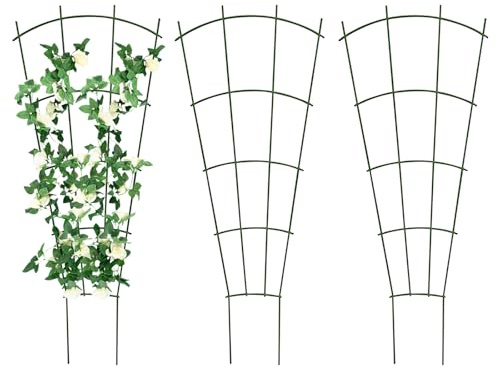 Rankgitter, 3 Stück Garten Pflanzenstütze Rankhilfe Pflanzengitter, Metall Blumenstütze Gitterspalier Pflanzgitter Topfpflanzen Pflanzkübel Kletterhilfe für Kletterpflanzen Zimmerpflanzen (A)