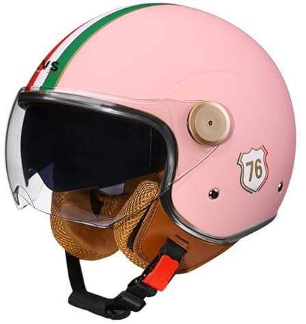 Casco de Cara Abierta Medio Casco de Moto Casco de Moto Jet 3/4 con Visera Retro Estilo Vintage Vespa Jet Casco para Hombres Mujeres Adultos Moto Casco de Choque Aprobado Dot/ECE M,M=57-58CM