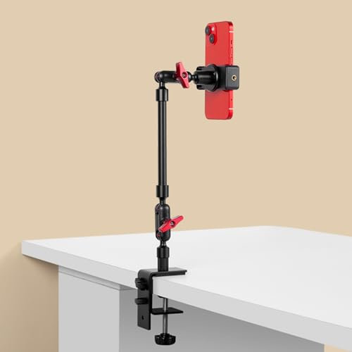 Magic Arm mit Klemme, langer Gelenkarm Kamerahalterung, verstellbare Telefonhalterung, 360° Drehung, Mikrofonarm für Mikrofon, LED-Lichter, für Telefon, Stativ, Schreibtisch, Tisch