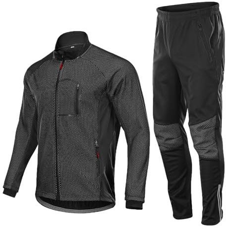 RCLONGEU Motorcykel jacka och byxor set, vattentät motocross ridjacka vindtät touring dräkter, höst vinter för män och kvinnor racers motorcykelkläder (svart, XL)