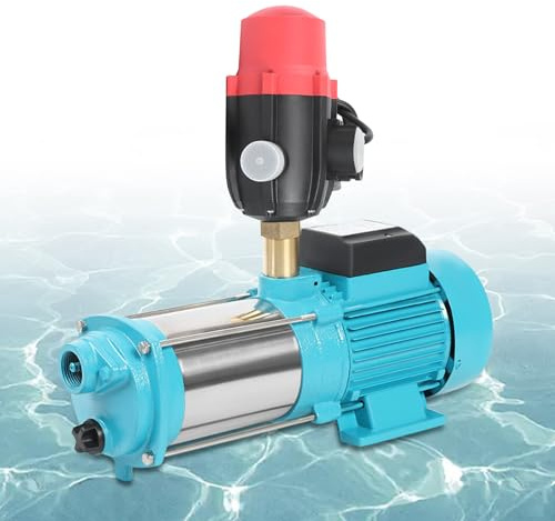 1300W Selbstansaugende Kreiselpumpe aus Edelstahl 9.8bar Selbstansaugende Gartenpumpe Wasserwerkspumpe Jet-Pumpe 4000l/h Mit Strömungsschalter Manometer