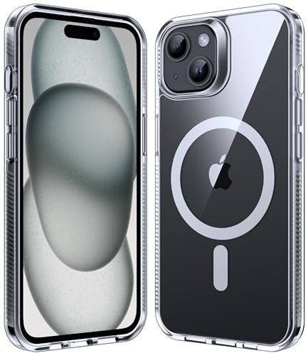 Supdeal Cover Magnetica per iPhone 15, [Compatibile con MagSafe] [Trasparente Anti Ingiallimento] [Edge Antiscivolo] Antiurto Protettiva Custodia 6,1 Pollici, Trasparente