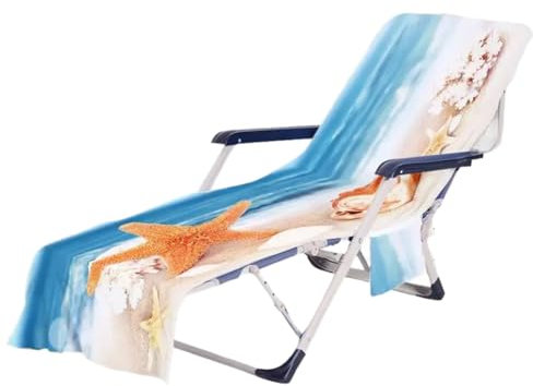 Huudngeje Beach Chair Cover with Side Pockets Comfortable and Quick Drying Lounge Chair Towel Cover Suitable for Outdoor Beach