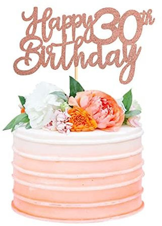 Anemowind 3Pcs 30th Happy Cake Toppers 30 and Happy Cake Toppers for Happy 30th Birthday Cheers to 30 Party Decorations 30 Anniversary Birthday Cake Decorations Supplies(Rose gold)