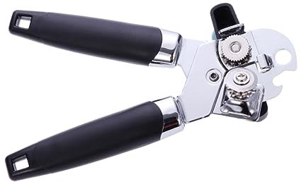 OFFSCH Apriscatole Manuale in Acciaio Apribottiglie Leva Con Manopola Girevole Apriscatole Ergonomico Per Lattine e Barattoli Utensile Da Cucina Multifunzione