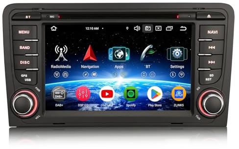 Erisin 7 Zoll Android 16 Autoradio mit CD Player Für Audi A3 S3 RS3 RNSE-PU Unterstützt Bluetooth 5.0 GPS Navi CarPlay Android Auto DAB+ WiFi 4G DSP USB FM RDS OBD2 Canbus 8-Kern 4GB RAM+64GB ROM