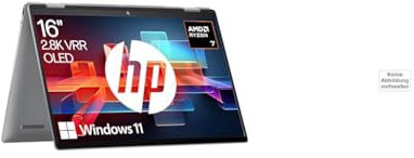 HP Envy x360 2-in1 Laptop | 16” OLED Touchscreen | AMD Ryzen 7 8840HS | 16 GB LPDDR5 RAM | 1TB SSD | AMD Radeon-Grafikeinheit | Windows 11 Home | Copilot+ Key | QWERTZ | Silber 700 Multi Pen