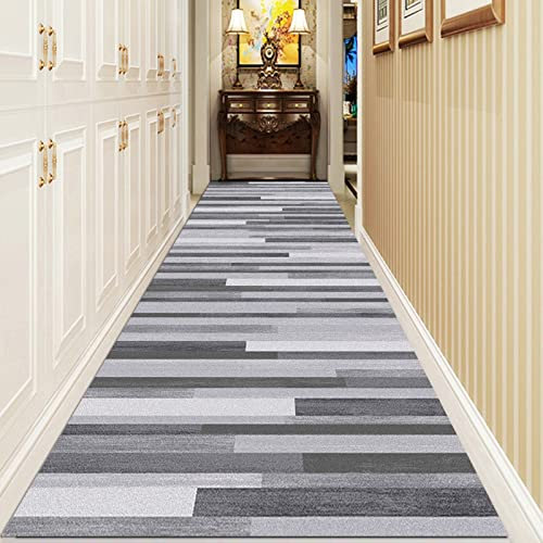 Tappeto passatoia moderno a righe grigie per corridoio, elegante e stretto, per ingresso, scale, corridoio, disponibile in varie lunghezze, resistente, lungo e decorativo, 70 x 450 cm