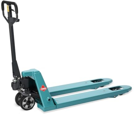 Ameise Hubwagen Waage am Deichselkopf, 0,5/1kg Schritte | 2,0t Tragkraft | 1.560mm Gabellänge | Vollgummi Lenkrad| Polyurethan Tandem-Gabelrollen | Schnellhub bis 120kg | Wiegehubwagen Türkisblau