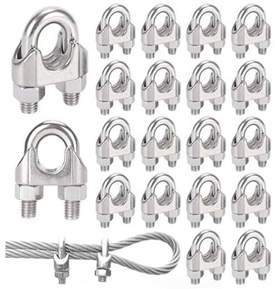 iguTrail 20er Pack Seilklemme Drahtseilklemme 3mm Edelstahlseilklemme für Stahlseil Stahldraht, feststehend passend für Drahtdurchmesser 3mm Silber