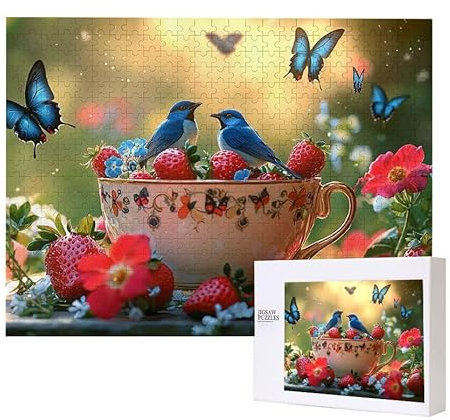 Jigsaw Puzzles for Adults 2000 piece Jigsaw Puzzles Teacup Butterfly Creative Puzzle for Adults Family Educational Games Home Decoration Festival Gifts DIY Puzzle Wall Decoration P-44