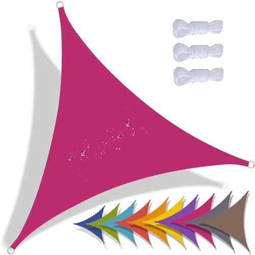 Vela ombreggiante triangolare, protezione UV 95%, impermeabile, per patio, giardino, terrazza, esterni, balcone, 5 x 5 x 5 m, baldacchino rosa per ombrellone e soggiorno all'aperto