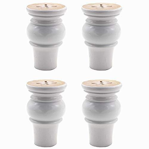 YZWHKJ Möbelfüße Holz,Stuhlbeine Holz Massivholz Möbel Beine Füße Unterstützung Weiß Tischschrank Sofa Bein Fußmöbel Ersatz 4 stücke(8CM 4PCS)