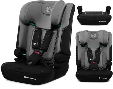 Kinderkraft I-Comfy, Car seat, for Kids, Regulations (76-150cm), Adjustible backcrest, 5-Point Safety Harness, Easy Grow System, for Child, Easy Installation, Dark Gray