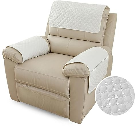 ABZDUNG Armlehnenbezug Sofa-Armlehnenbezug, Kopfstützenbezug for Liegesessel, wasserdichter Sesselbezug mit Taschen, 1-Sitzer-Relaxsesselbezug(Bianco,1 Posto)