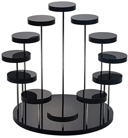 Loopunk 12 Tier Acrylic Display Stand,Multi-layer round jewelry display table,for Pop Figures Ring Earring Bracelet Necklace Show Shelf (Black)