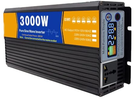 Inverter a Onda sinusoidale Pura ad Alta efficienza da 12 V a 220 V, 3000 W CC 12 V/24 V/48 V/60 V/72 V, Caricabatterie, Ingresso CC, Uscita CA, Inverter Solare a Bassa frequenza da 110 V/22
