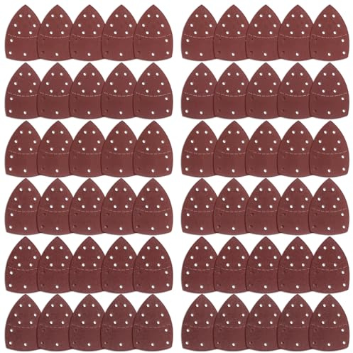 60-Pieces Sanding Pads, Assorted 40/60/80/120/180/240 Grit Multi Tool Mouse Sander Pads, Sand Paper for Electric Sander