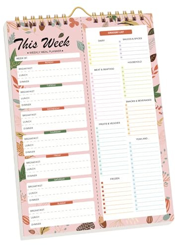 Planificateur De Repas Hebdomadaire Et Liste De Courses | 52 Feuilles Carnet Hebdomadaire - Carnet Organisateur Pour Repas - Alimentation Saine Perte De Poids Cuisine Réfrigérateur Mur Dimensi