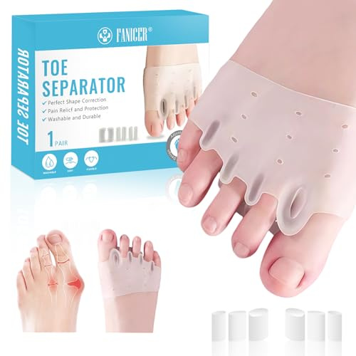 Satificer Separador de dedos del pie de silicona,Espaciadores Hallux Valgus para Mujer y Hombre,Separadores de Dedos de los Pies Superpuestos,Ayuda a aliviar el roce,para Relajar y Estirar