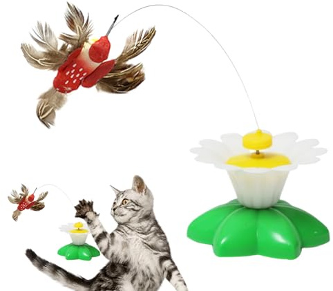 Ylnailky Automatisches Katzenspielzeug,Elektrischer Schmetterling Vogel Katzenangel - 360° Drehbarer Stimulierender Teaser,Zur Mentalen Stimulation Und Langeweilelinderung Für Katzen Kätzchen Hunde