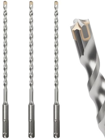 MOXPIFY 3PCS 6mm SDS Masonry Drill Bit 210mm Long for Reinforced Concrete | Brick Walls, 6 mm Hammer SDS Plus Drill Bit (6mm x 210mm x 3)