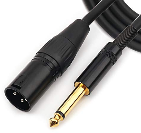 NANYI Câble audio TS mâle vers XLR mâle - 6,35 mm - En alliage noir - Convient pour microphones, haut-parleurs actifs, scène, DJ, console audio de studio - 3 m
