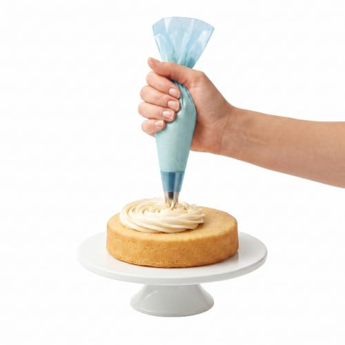 Tezraftaar® 200 x Icing Piping Bags Blue 21 Sticky Cake Pastry Decorating Bags for Chocolate Cookies Desserts Baking Supplies