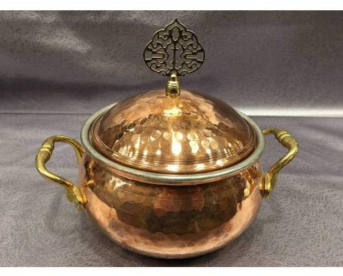 Tubibu Handgefertigtes Kochgeschirr-Set aus gehämmertem Kupfer, türkische Handarbeit, 3 Stück (Ottoman M)