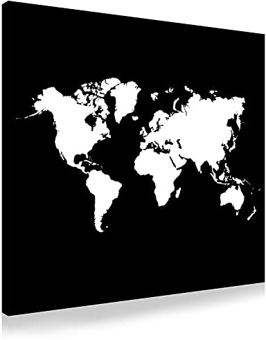 Akustikbild Weltkarte AbsorPic Grafik Premium | 50 x 50 x 3 cm | Farbe schwarz |Schall-Absorber verbessert die Raumakustik | viele Größen | Made in GERMANY, Köln