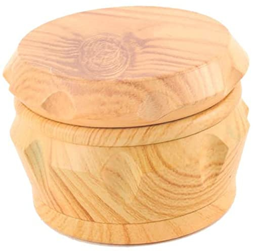 Resin Grinder Wood Look 50 mm Diameter 4 Part Spice Mill with Pollen Catcher and Spatula Supplied High Quality Aluminium Teeth Magnetic Lid