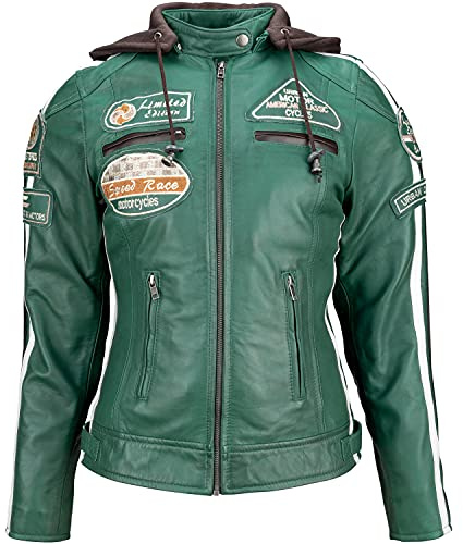 URBAN 5884 Motorradjacke Damen Mit Protektoren, Damenjacke aus Lammleder, Protektoren für Rücken, Schultern und Ellenbogen