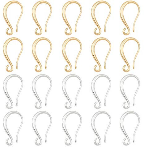 SUPERFINDINGS 20 pezzi 19,5 mm platino e oro a lunga durata in ottone placcato orecchini ganci ipoallergenici fili per la fabbricazione di gioielli risultati