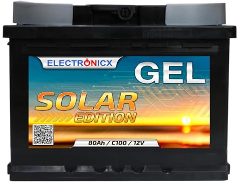 Electronicx GEL försörjningsbatteri 12V 80Ah – GEL Batteri 12 Volt 80 Ah – Solarbatteri – Husbil, Van & Båtbatteri – Gelbatteri för solceller, camping, marina, trädgård, ljudsystem, fritid, hobby