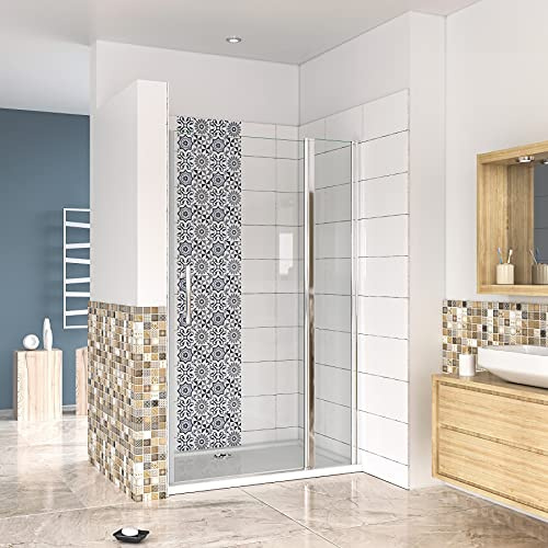 AICA porte de douche pivotante 120x187cm porte de douche en 6mm verre securit anticalcaire avec 1 élément fixe