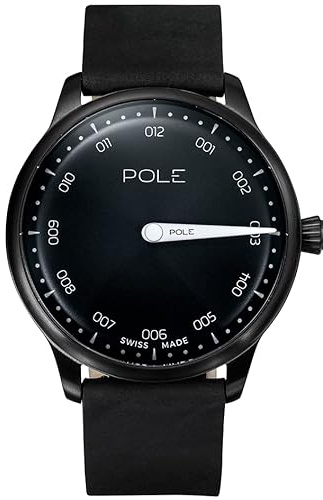 POLE Watches - Ukiyo - Reloj Suizo Analógico MONOAGUJA de Cuarzo para Hombres con Esfera Negra y Correa de Cuero Negra - A-1002NE-BL07