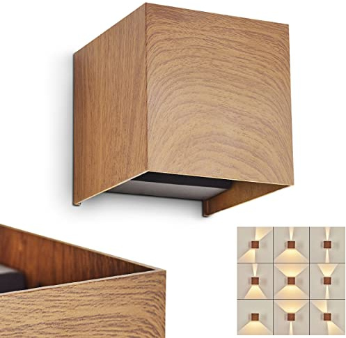 HOFSTEIN LED Außenwandleuchte Tamarin, moderne Außenlampe aus Metall in Holzoptik, Wandlampe mit verstellbaren Lichteffekten für Terrasse/Hof/Haustür, 3000 Kelvin, 7 Watt, 308 Lumen, IP54