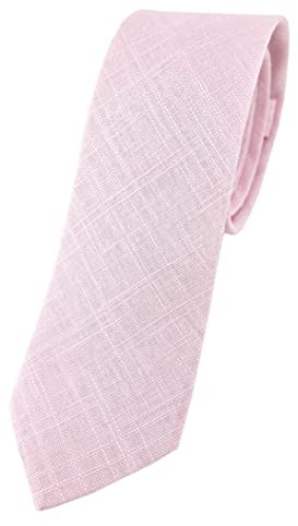 TigerTie - schmale Designer Krawatte in rosa Uni - 100% Leinen - Krawattenbreite 5,5 cm