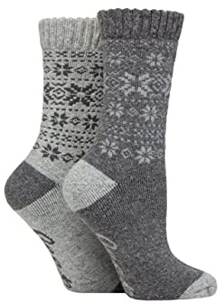 Jeep Ladies Wool Blend Thermal Performance Boot Socks Pack of 2 Slate/Grey 4-8