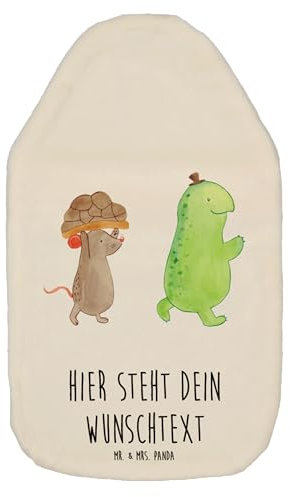 Mr. & Mrs. Panda Personalisierte Wärmflasche Schildkröte Maus - Weiß