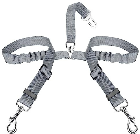 SlowTon 2-in-1 Verhedderungsfreier Langlebiger Elastischer Hundegurt Fürs Auto – Verstellbarer Reflektierender Sicherheitsgurt Hunde Auf Reisen Und Ausgehen