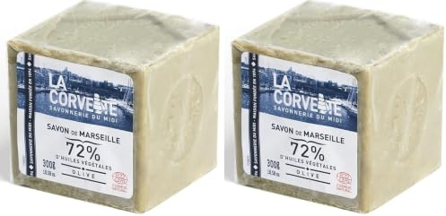 La Corvette Cube de Savon de Marseille Olive Ecocert Film 300 g (Lot de 2)