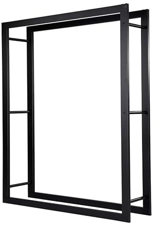 Loywe LW1088 Étagère à bois de cheminée en métal Noir 120 x 25 x 160 cm