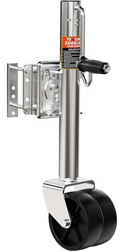 YOMILINK 2000 lbs Trailer Jack with Dual Wheel, Heavy Duty Swivel Boat Jack, 12 Lift, Bolt-on Tongue Trailer Jacks for RV Boat Trailers, Silver