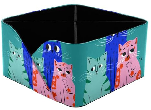 Stiftehalter für Kinder und Frauen, blau-pink-grüne Katze, Schreibtisch-Organizer für Schreibwaren, Kosmetik und mehr