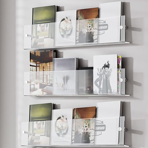 zeitungsständer 3 Stück Durchsichtige, Hängende Broschürenständer, 40 60 80 100 120 Cm Acryl-Wand-Organisator Magazin Rack Für Literatur Pamphlet Bücher Lagerung, Home Office Flyer Display Stand ( Col