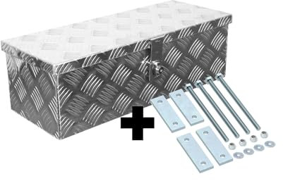 Edelstahlhaus Truckbox D024 + inkl. Montagesatz MON301 Deichselbox, Werkzeugbox, Alu Riffelblech, Alubox, Staukasten, Anhängerkiste - ca. 22 Lite, GmbH