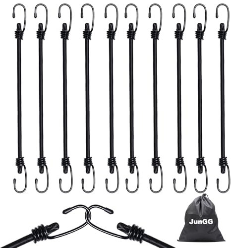 JunGG Spanngummi mit Haken - Expander mit Haken 10er-Set 60cm Gepäckspanner Spanngurte Gummispanner für Gepäck Camping Ladesicherungen Motorrad Dachträger Outdoor