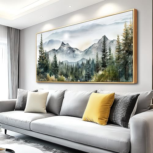 MHARTK66 Large Wall Decor For Living Room Wood Framed Wall Art For Office Bedroom Pictures Abstract Mountain Forest Landscapes Ink Canvas Prints Painting Artwork Modern Stretched and Framed Poster